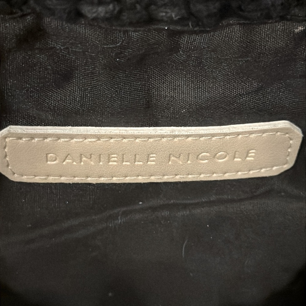 Danielle Nicole Black Macram Purse Wooden Handles… - image 4
